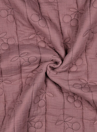 double gauze matelassé double face - pink cherries
