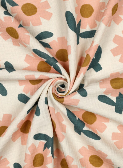 double gauze flowers naturel