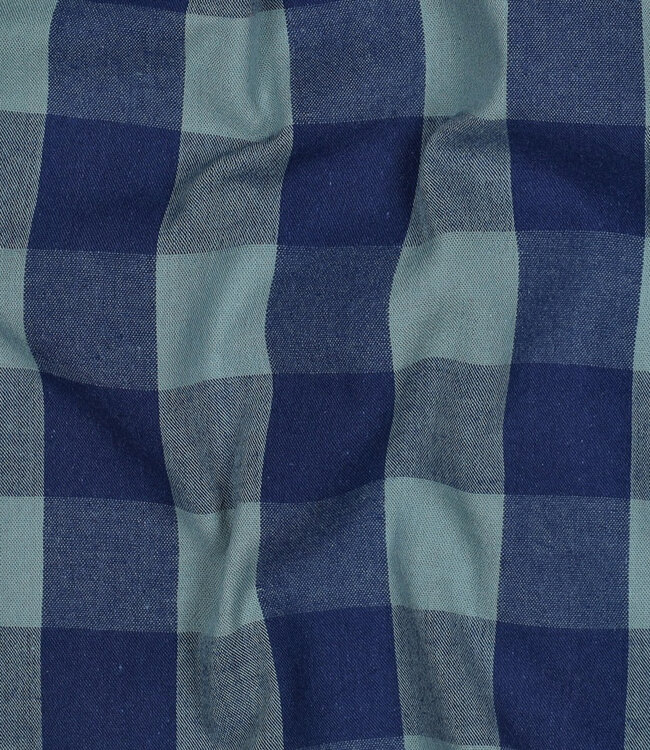yarn dyed katoen - ruiten - blauw en mint