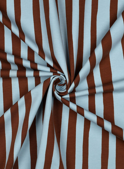 light blue and brown stripes - GOTS French Terry