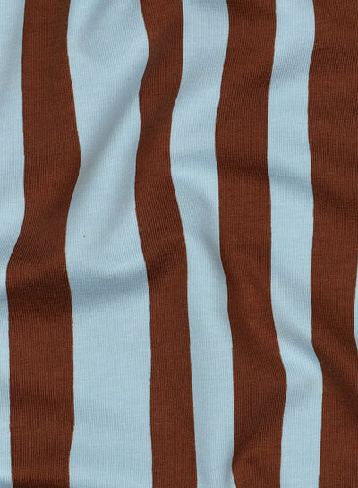 light blue and brown stripes - GOTS French Terry