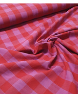 yarn dyed katoen - checks - roze rood