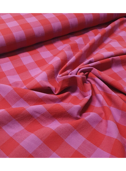 yarn dyed cotton - checks - pink red