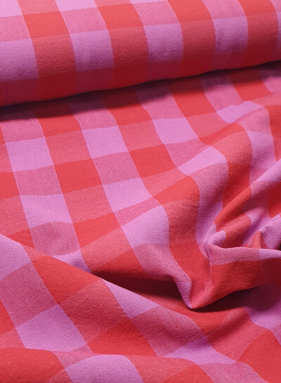 yarn dyed cotton - checks - pink red