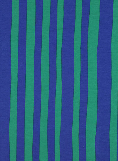green and cobalt blue stripes - GOTS French terry