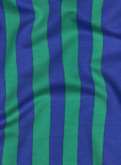 green and cobalt blue stripes - GOTS French terry
