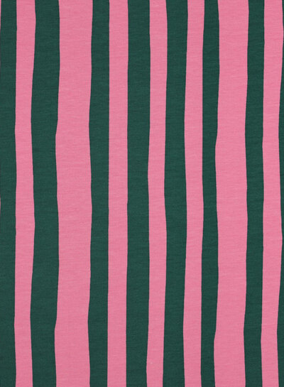 green and pink stripes - GOTS French Terry