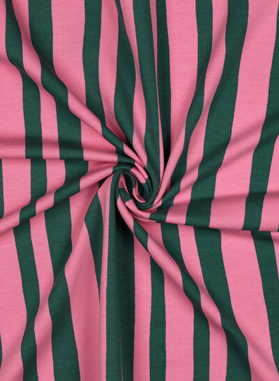 green and pink stripes - GOTS French Terry