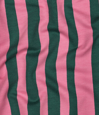groen en roze strepen - GOTS french terry