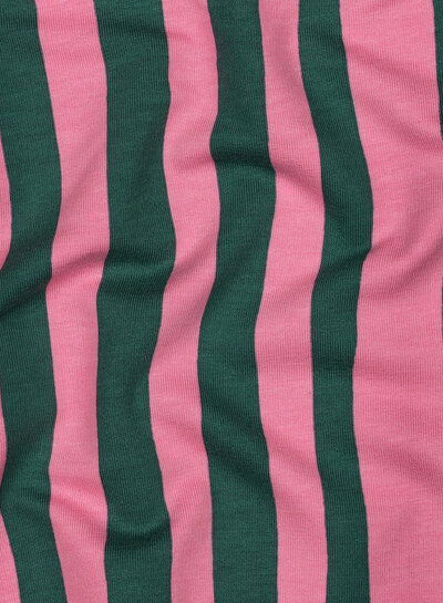 green and pink stripes - GOTS French Terry