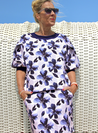 Swafing blue flowers - French Terry