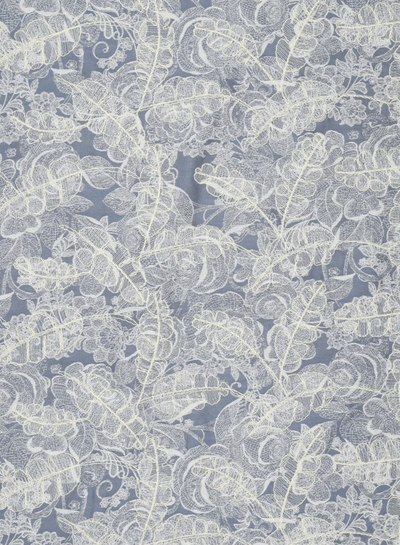 blue embroidered flowers thin jacquard