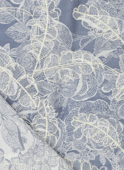 blauw geborduurde bloemen dunne jacquard