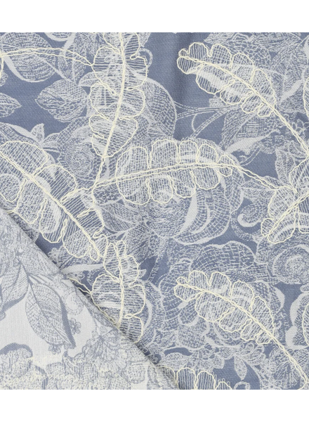 blauw geborduurde bloemen dunne jacquard