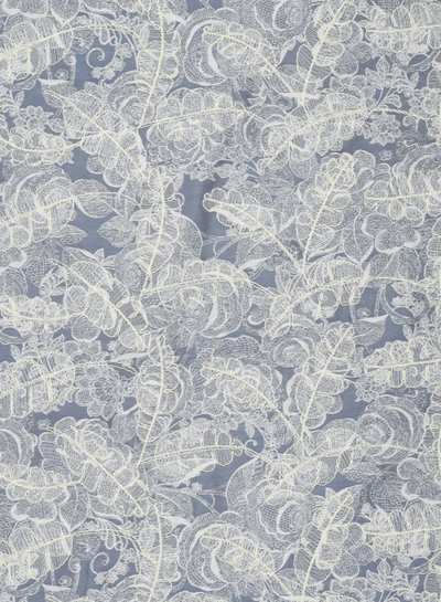 blauw geborduurde bloemen dunne jacquard