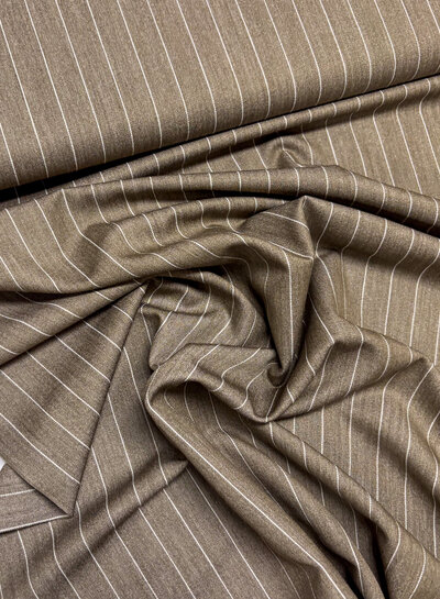 Madeline khaki bruin - pine stripe - soepelvallende gabardine wool touch