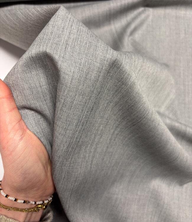 grijs - wool soepelvallende gabardine