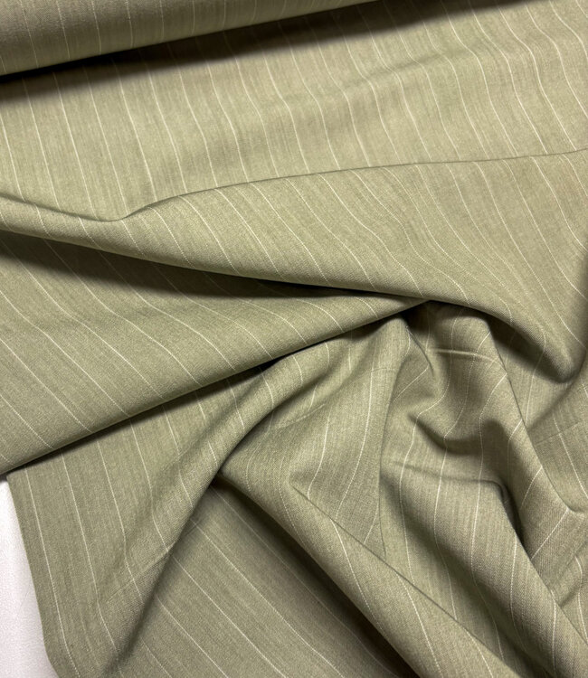 mintgroen pin stripe - soepelvallende gabardine