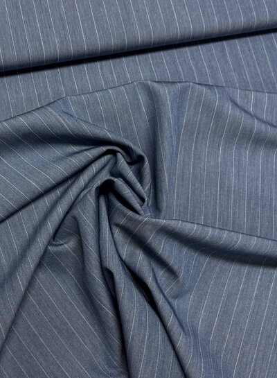 blauw pin stripe - soepelvallende gabardine