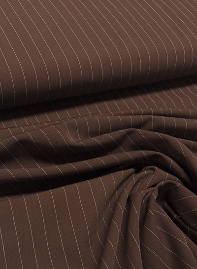 chocoladebruin pin stripe - soepelvallende gabardine