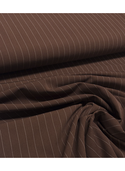 chocoladebruin pin stripe - soepelvallende gabardine