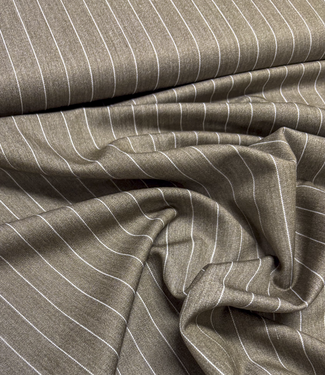 Madeline khaki brown - pine stripe - supple gabardine wool touch