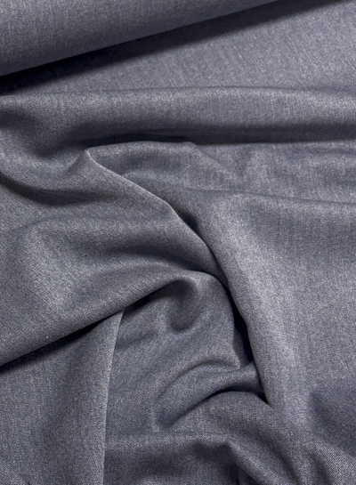 gemeleerd blauw - wool soepelvallende gabardine