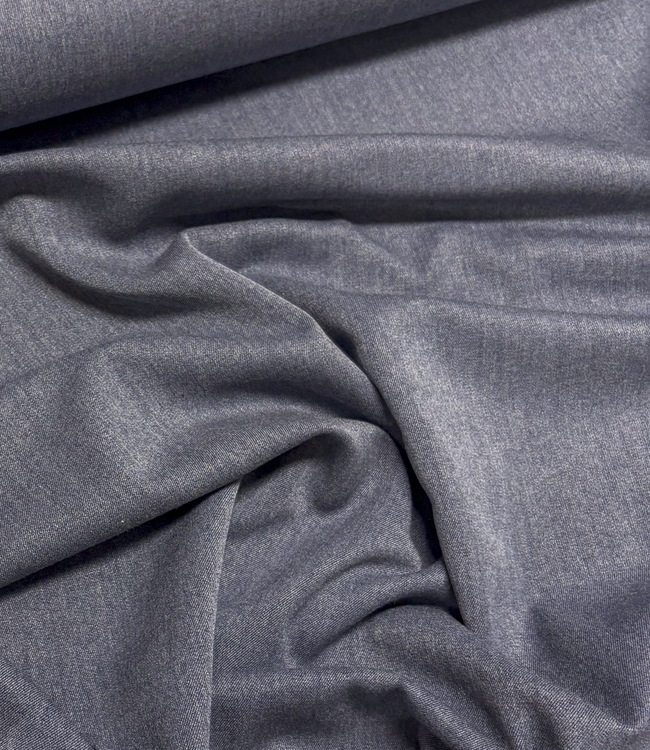 gemeleerd blauw - wool soepelvallende gabardine