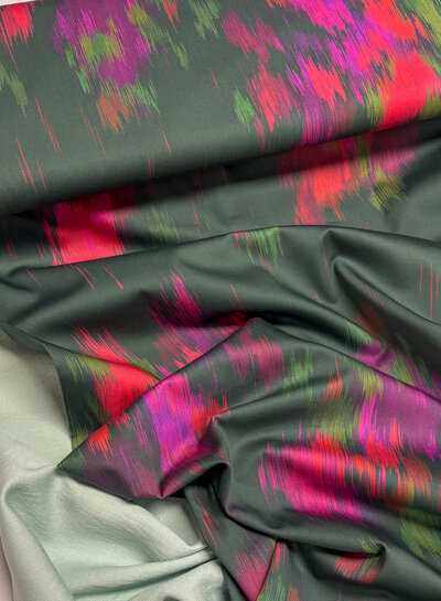 A la Ville green artistic print - soft cotton satin