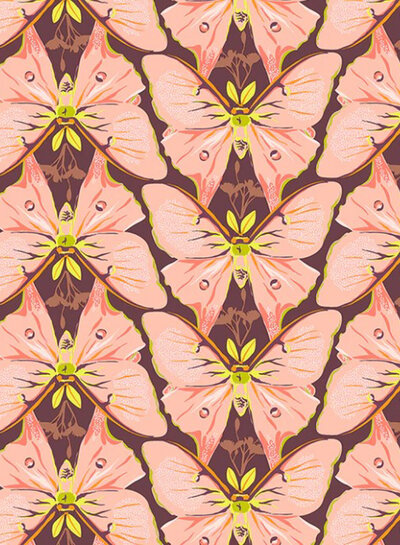 Windham Fabrics insectarium luna pink - katoentje