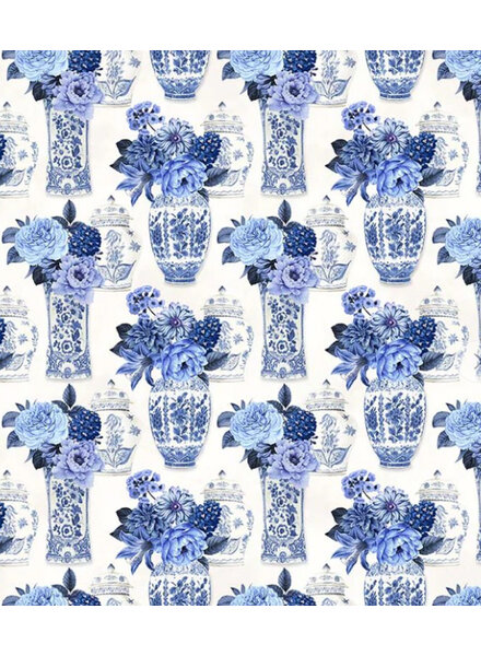 Windham Fabrics China blue vases - katoentje