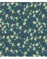 riverbank collection edge flower teal - katoen