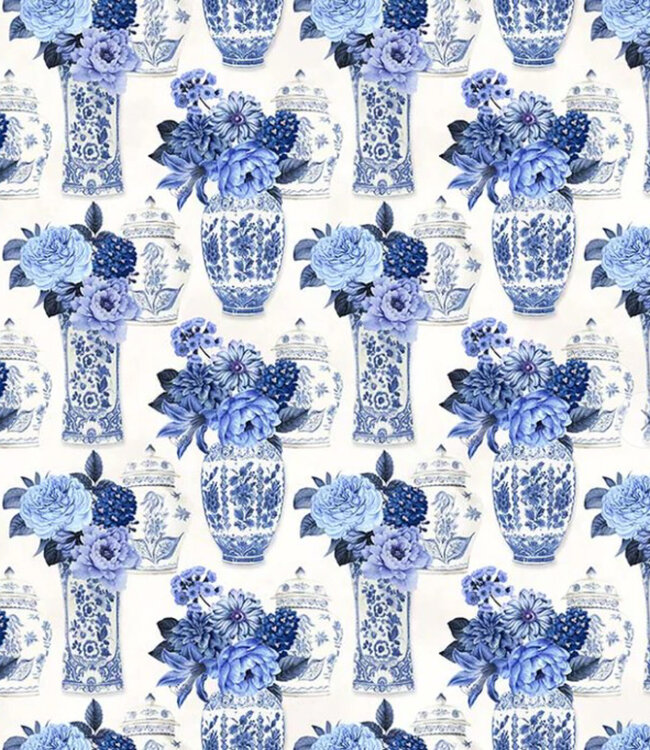Windham Fabrics China blue vases - katoentje