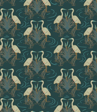 ART GALLERY FABRICS egret danceTW stillwater - cotton