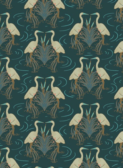 ART GALLERY FABRICS egret danceTW stillwater - cotton
