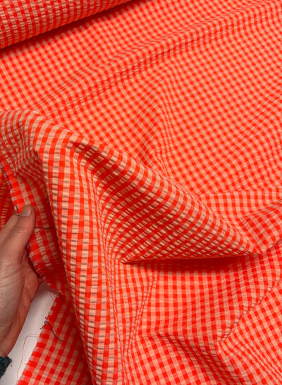 vichy check peach - seersucker