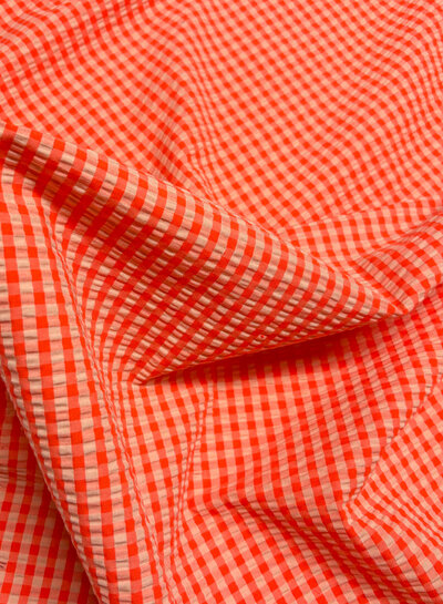 vichy ruitjes peach/perzik - seersucker