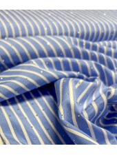 rhinestones blue white striped cotton shirt