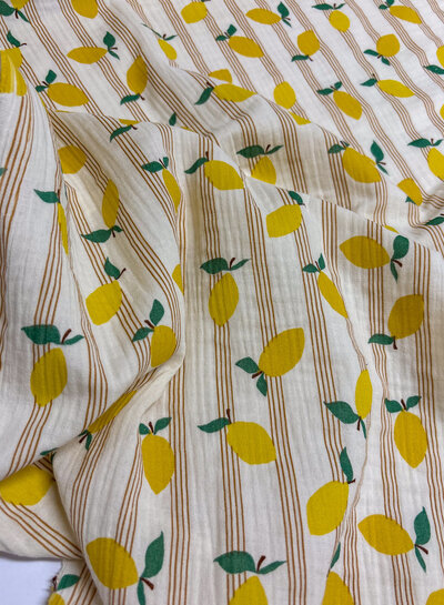 tetra lemons and cognac stripes - double gauze/tetra