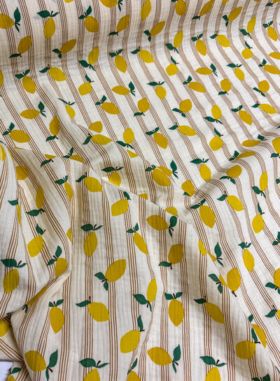 tetra lemons and cognac stripes - double gauze/tetra