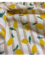 tetra citroenen en cognac strepen - double gauze/tetra