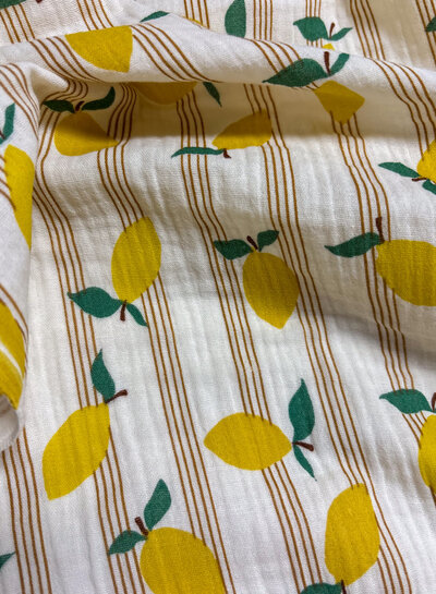 tetra lemons and cognac stripes - double gauze/tetra
