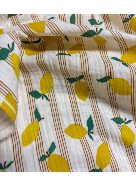tetra lemons and cognac stripes - double gauze/tetra