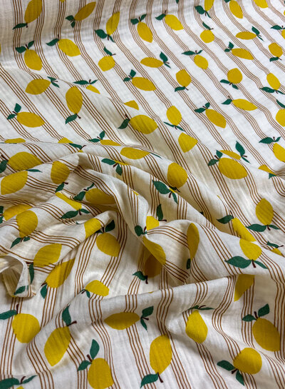 tetra lemons and cognac stripes - double gauze/tetra