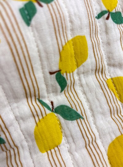 lemons and stripes - quilted double gauze - stepper