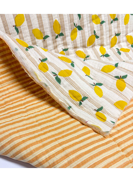 lemons and stripes - quilted double gauze - stepper