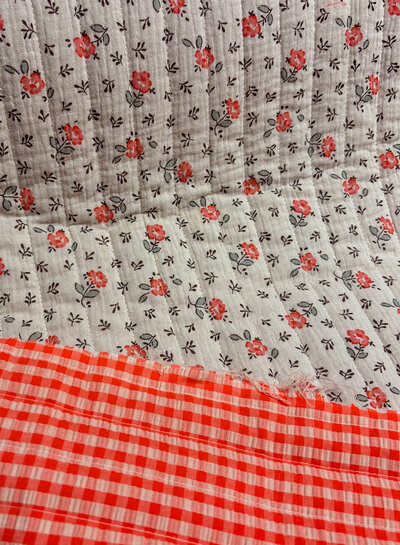 flowers and seersucker vichy - quilted double gauze - stepper