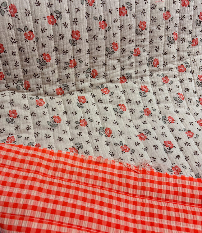 bloemetjes en seersucker vichy - gewatteerde double gauze - stepper