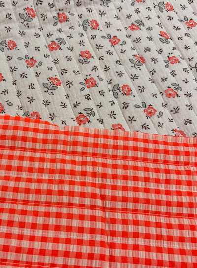 flowers and seersucker vichy - quilted double gauze - stepper