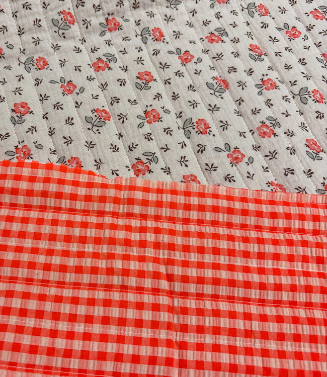 bloemetjes en seersucker vichy - gewatteerde double gauze - stepper